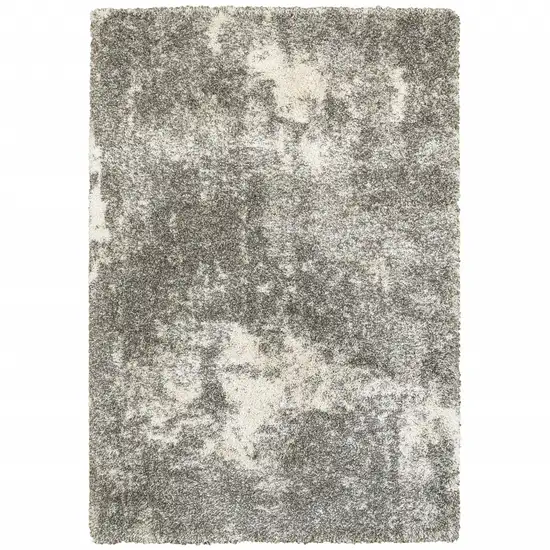 Gray And Ivory Distressed Abstract Area Rug Photo 2