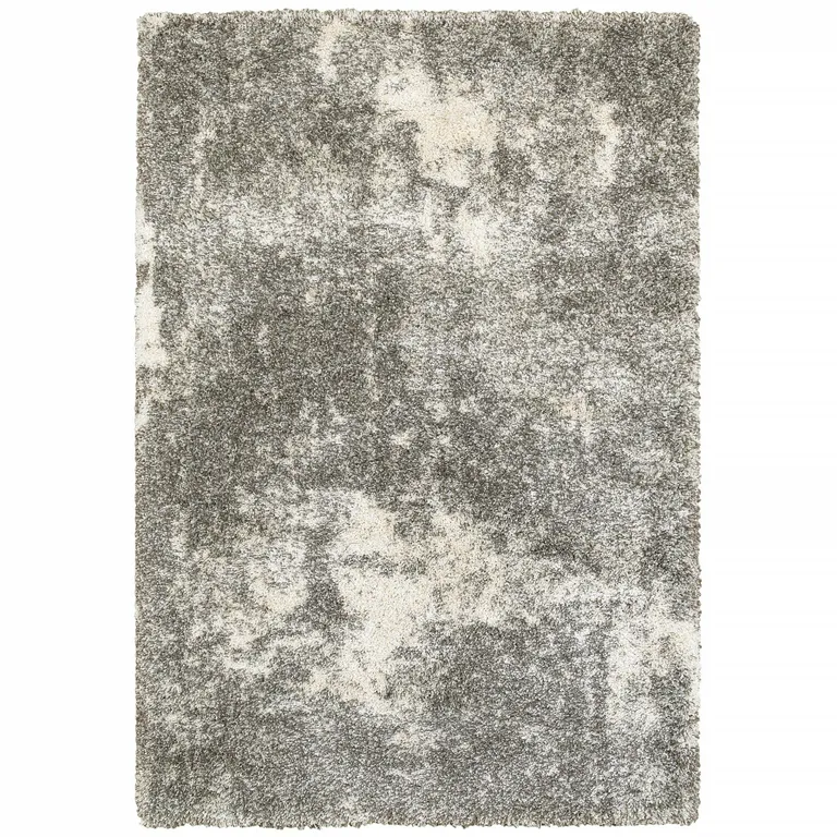 Gray and Ivory Distressed Abstract Area Rug Photo 2