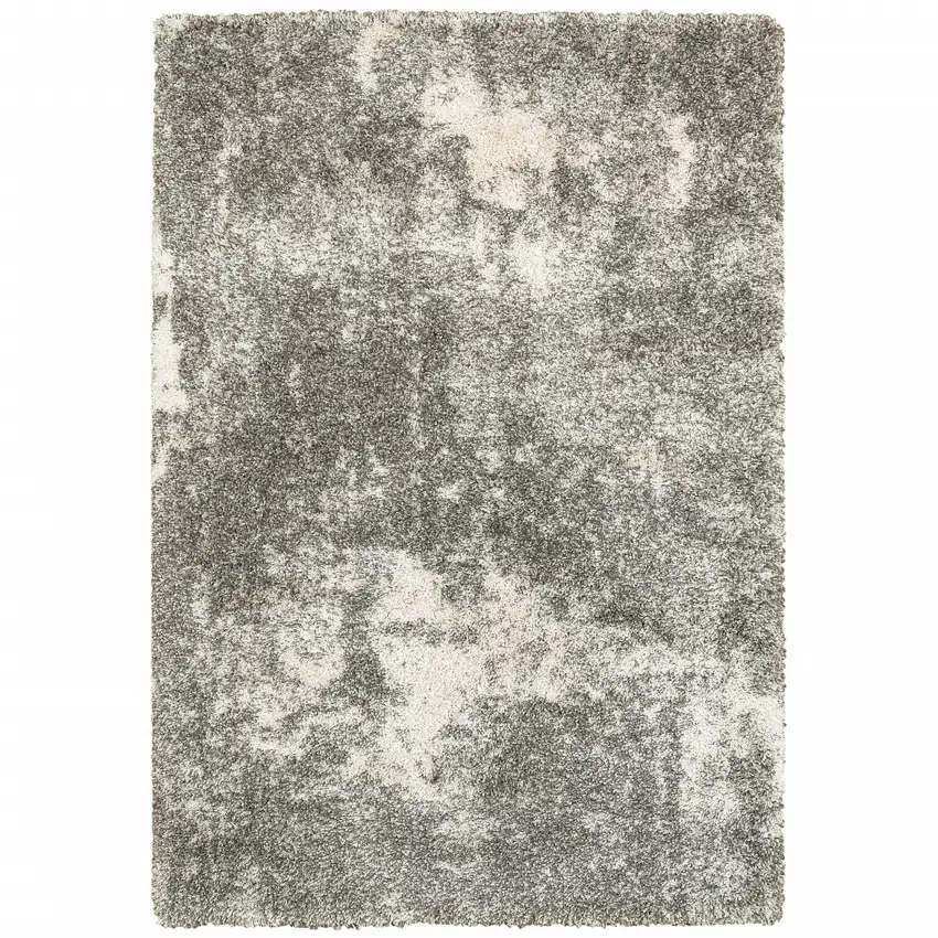 Gray And Ivory Distressed Abstract Area Rug Photo 2