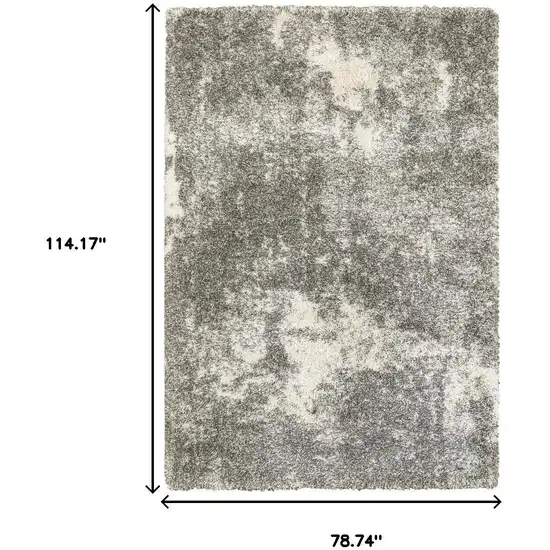 Gray And Ivory Distressed Abstract Area Rug Photo 3