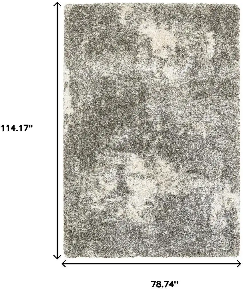 Gray And Ivory Distressed Abstract Area Rug Photo 3