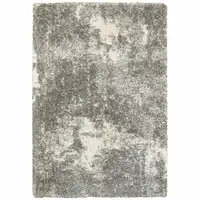 Photo of Gray and Ivory Distressed Abstract Area Rug