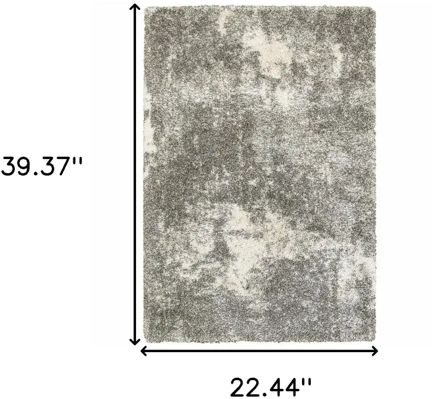 Gray And Ivory Distressed Abstract Scatter Rug Photo 3