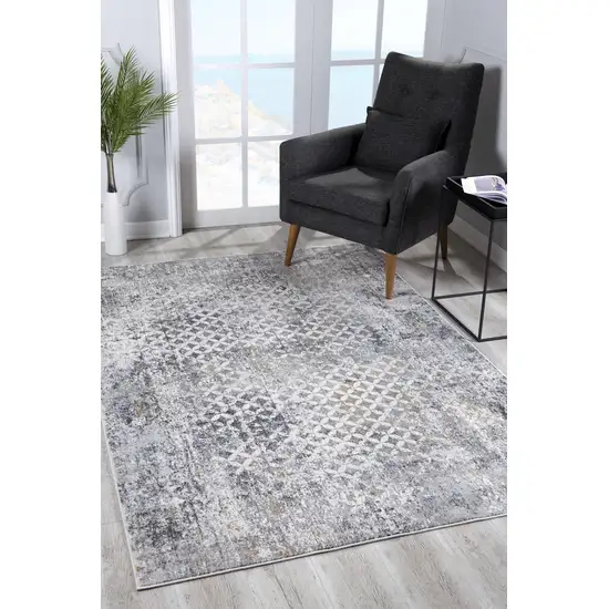 Gray And Ivory Distressed Area Rug Photo 8
