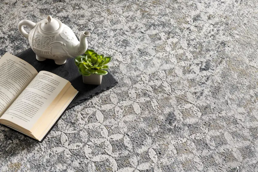 Gray and Ivory Distressed Area Rug Photo 6