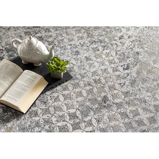 Gray And Ivory Distressed Area Rug Photo 6