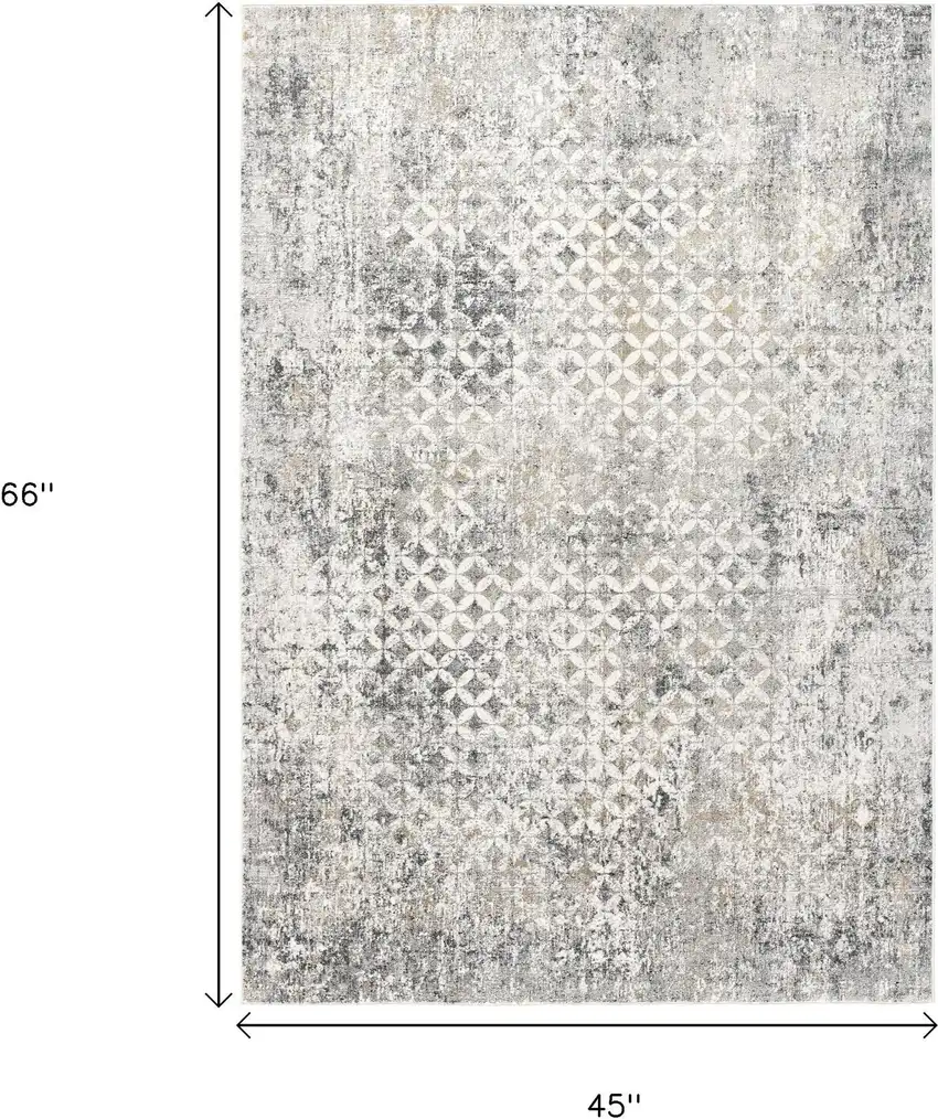 Gray And Ivory Distressed Area Rug Photo 3