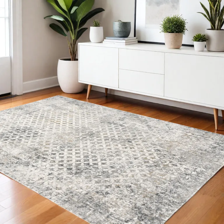 Gray and Ivory Distressed Area Rug Photo 2