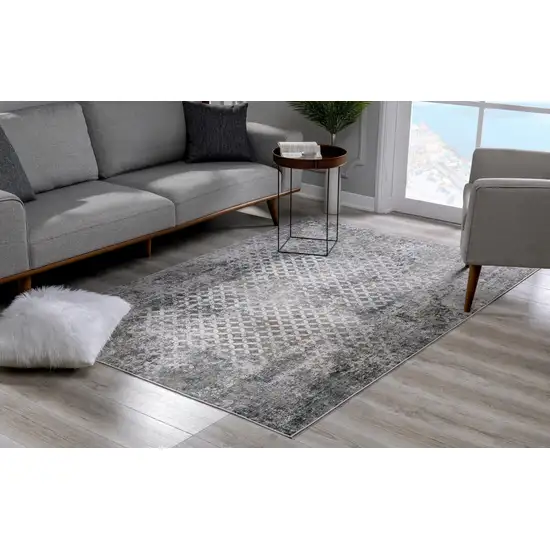 Gray And Ivory Distressed Area Rug Photo 9