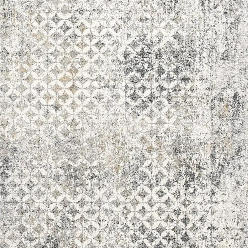 Gray and Ivory Abstract Area Rug Photo 4