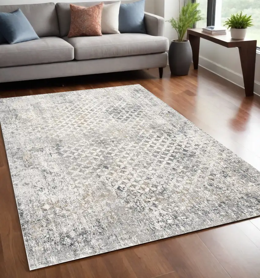 Gray Abstract Dhurrie Area Rug Photo 1