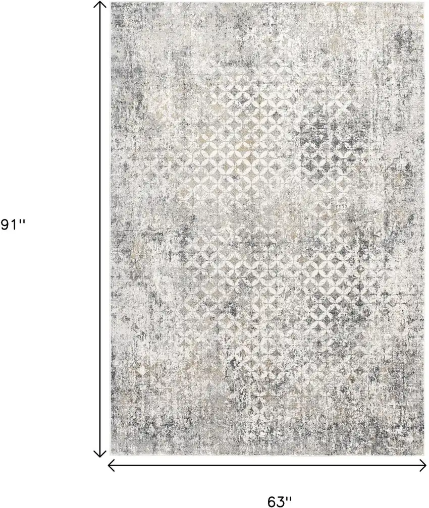 Gray and Ivory Abstract Area Rug Photo 3