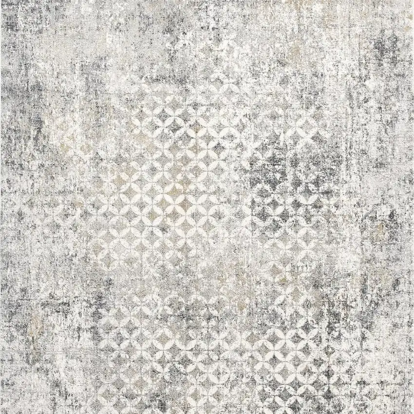 Gray and Ivory Abstract Area Rug Photo 5