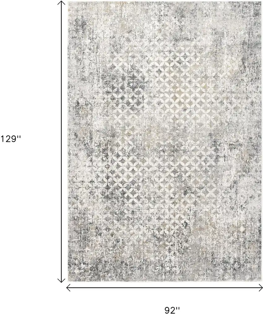 Gray and Ivory Abstract Area Rug Photo 3