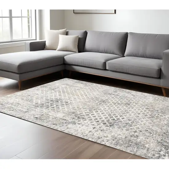 Gray and Ivory Abstract Area Rug Photo 1