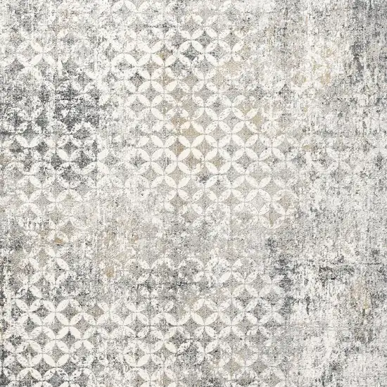 Gray and Ivory Abstract Area Rug Photo 4