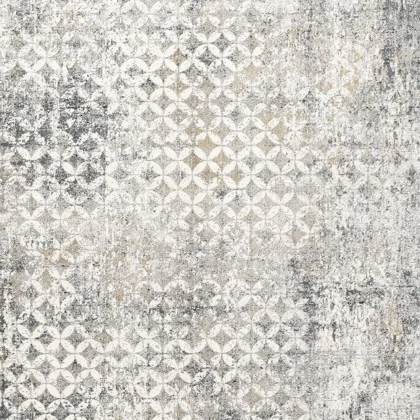Gray and Ivory Abstract Area Rug Photo 4