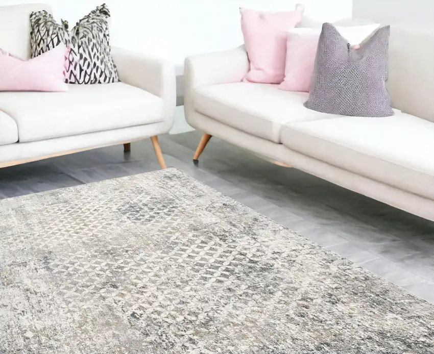 Gray Abstract Dhurrie Area Rug Photo 1