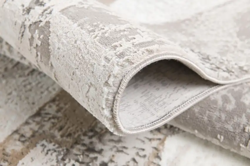Gray and Ivory Distressed Diamonds Area Rug Photo 2