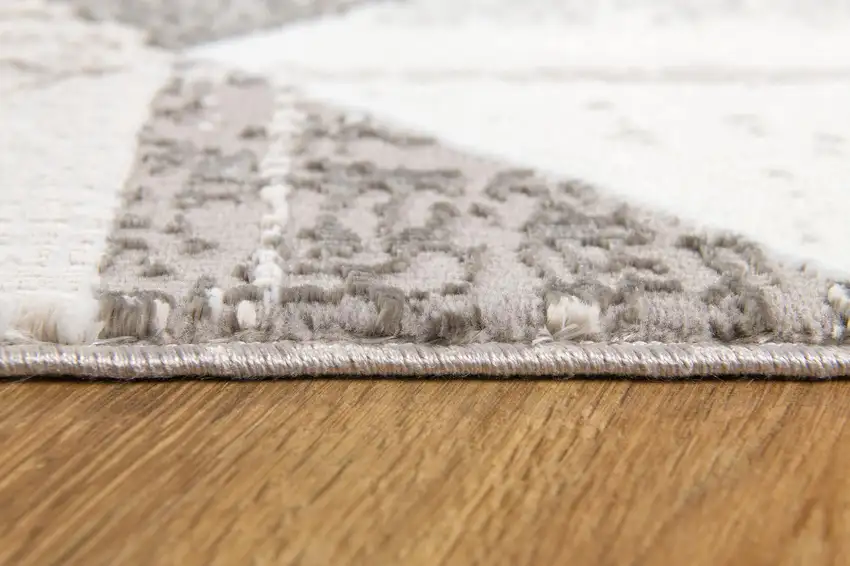 Gray and Ivory Distressed Diamonds Area Rug Photo 4