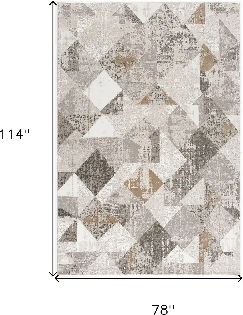 Gray and Ivory Geometric Power Loom Area Rug Photo 3