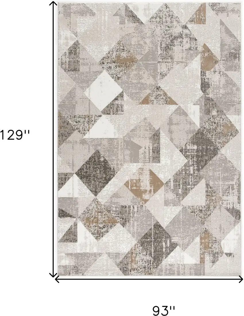 Gray and Ivory Geometric Power Loom Area Rug Photo 3