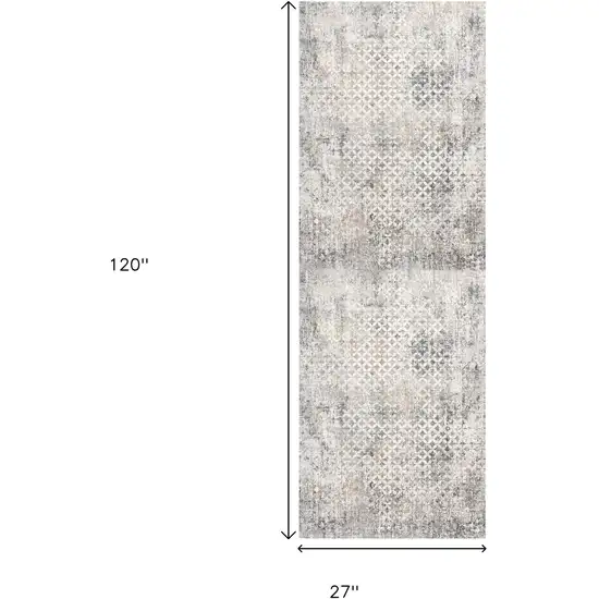 2' X 10' Gray And Ivory Distressed Runner Rug Photo 6