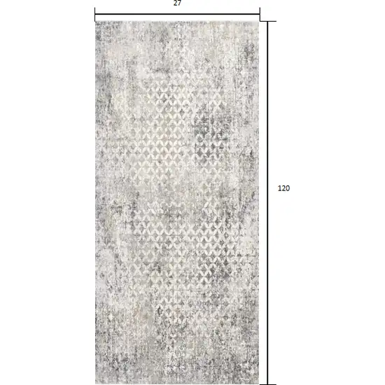 2' X 10' Gray And Ivory Distressed Runner Rug Photo 9