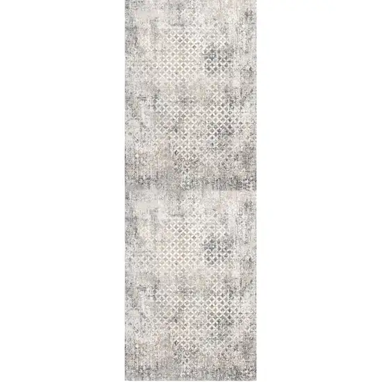 2' X 10' Gray And Ivory Distressed Runner Rug Photo 1