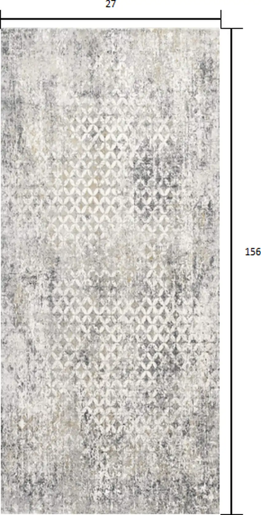 Gray and Ivory Distressed Runner Rug Photo 1