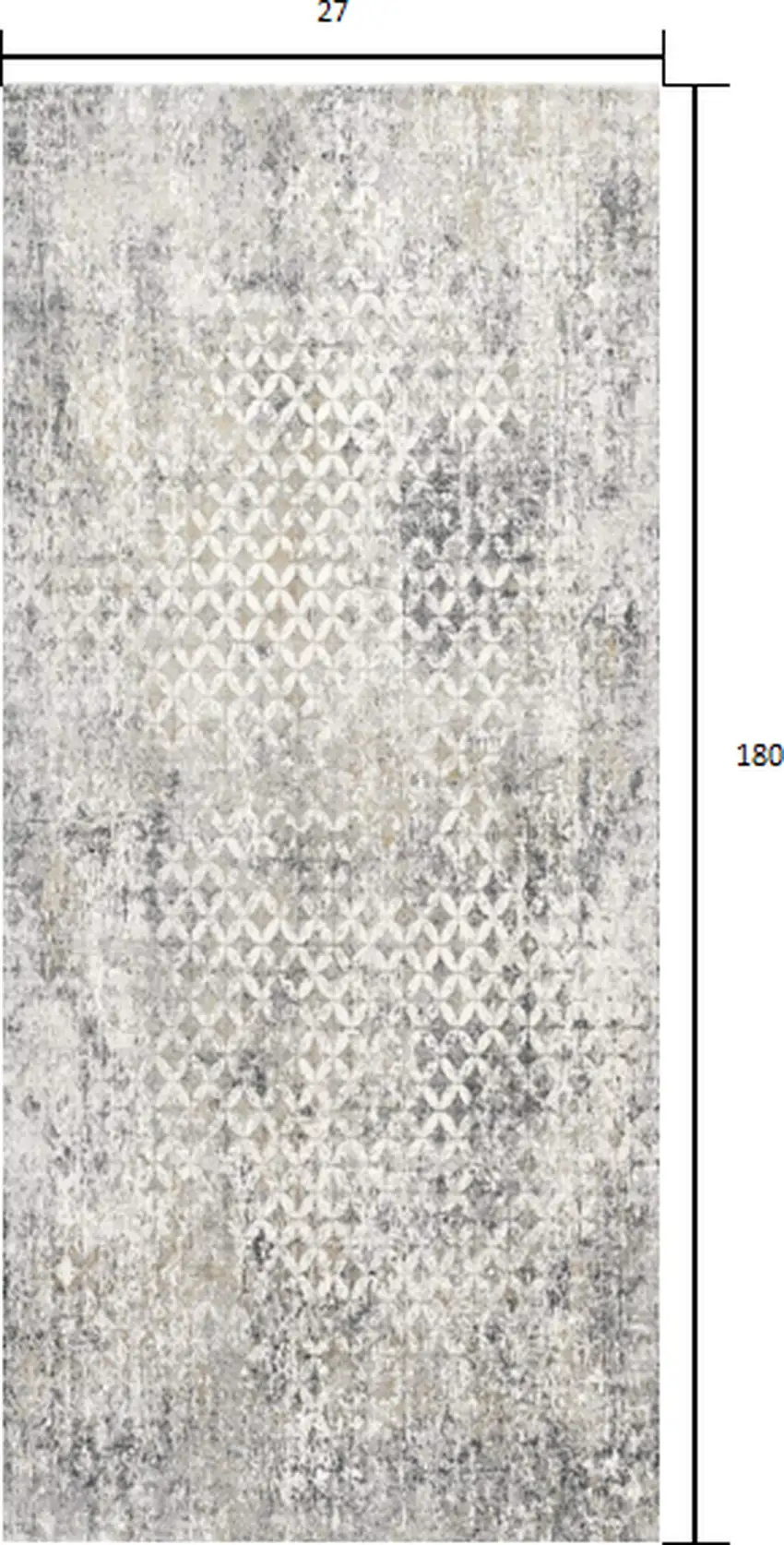Gray and Ivory Distressed Runner Rug Photo 1