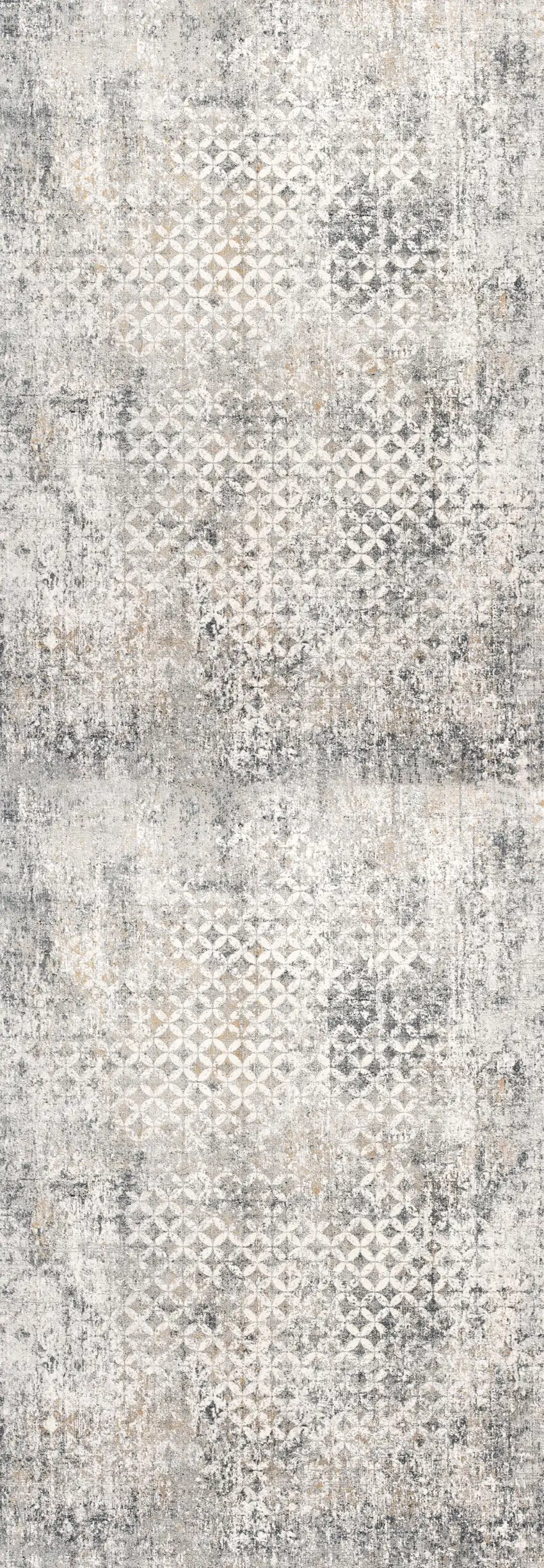 Gray and Ivory Distressed Runner Rug Photo 5