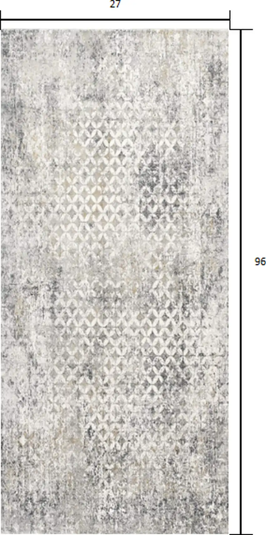 Gray and Ivory Distressed Runner Rug Photo 1