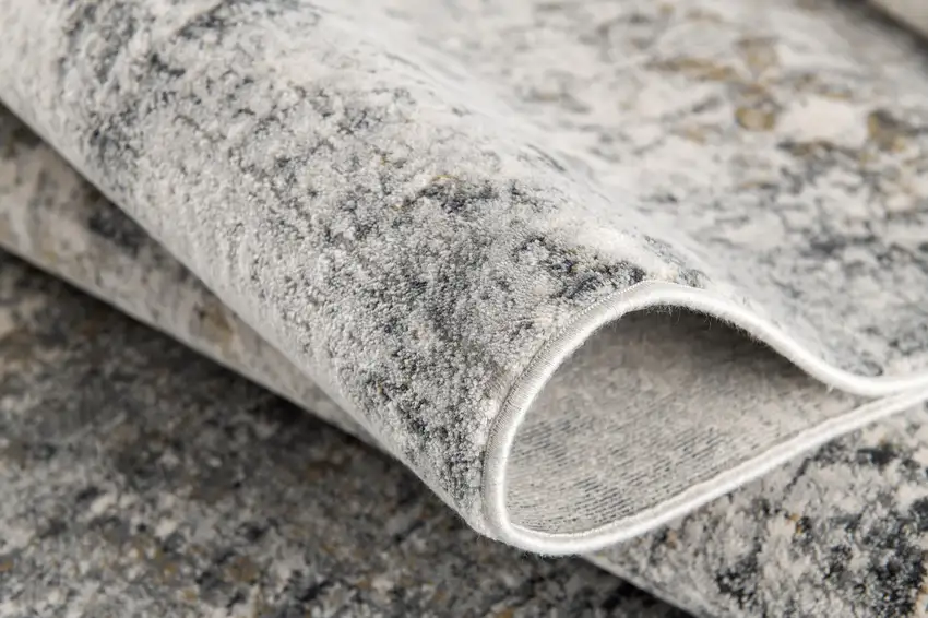 Gray and Ivory Distressed Runner Rug Photo 3