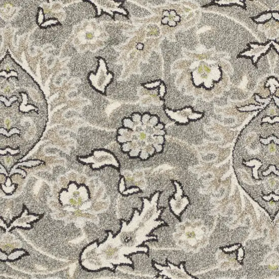 Gray And Ivory Floral Medallion Area Rug Photo 4