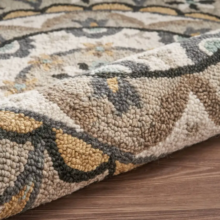 Gray and Ivory Floral Bloom Area Rug Photo 6