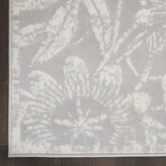 Gray and Ivory Floral Distressed Area Rug Photo 9