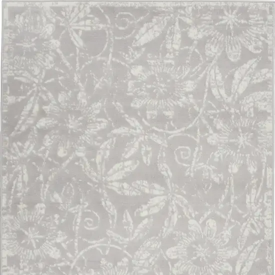 Gray and Ivory Floral Distressed Area Rug Photo 6