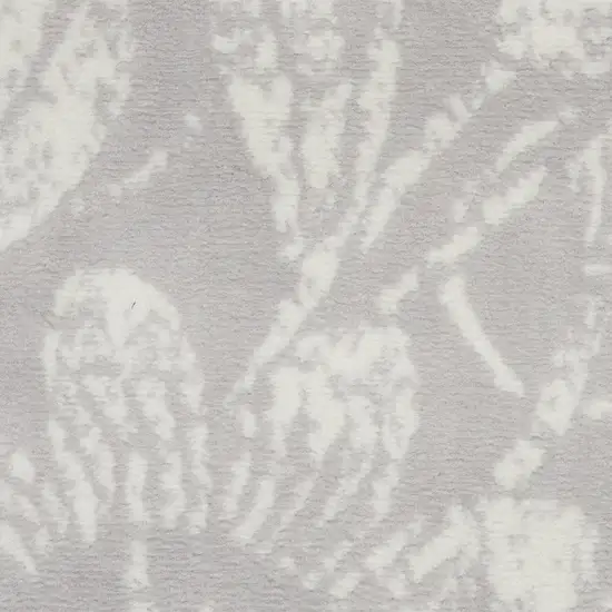Gray and Ivory Floral Distressed Area Rug Photo 8