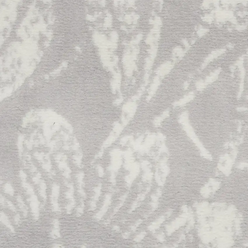 Gray and Ivory Floral Distressed Area Rug Photo 8
