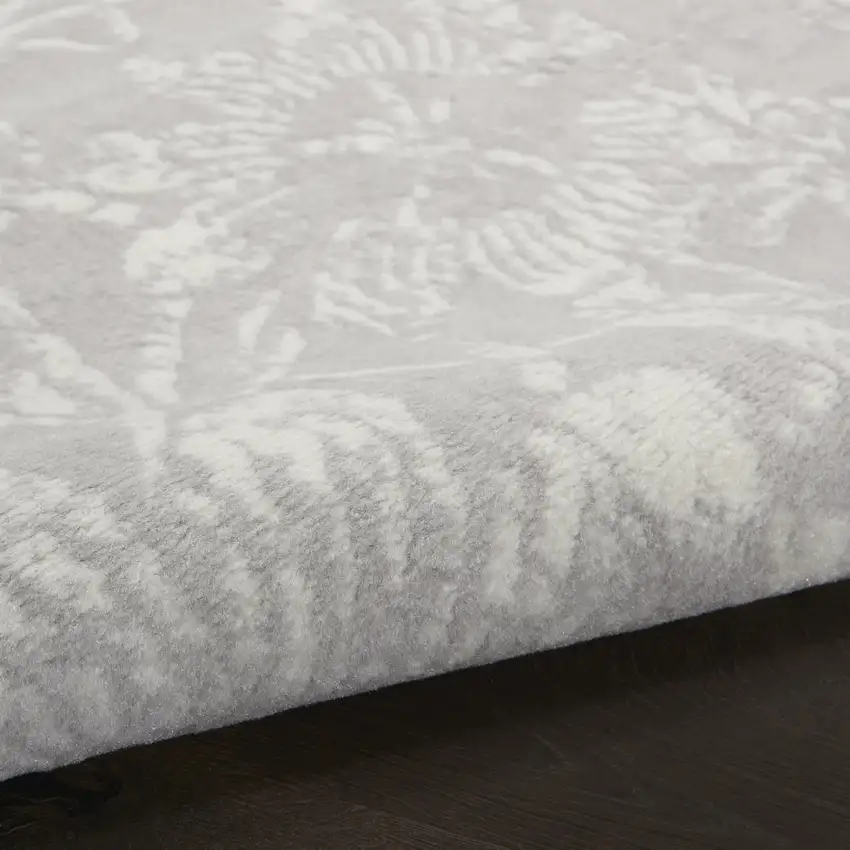 Gray and Ivory Floral Distressed Area Rug Photo 5