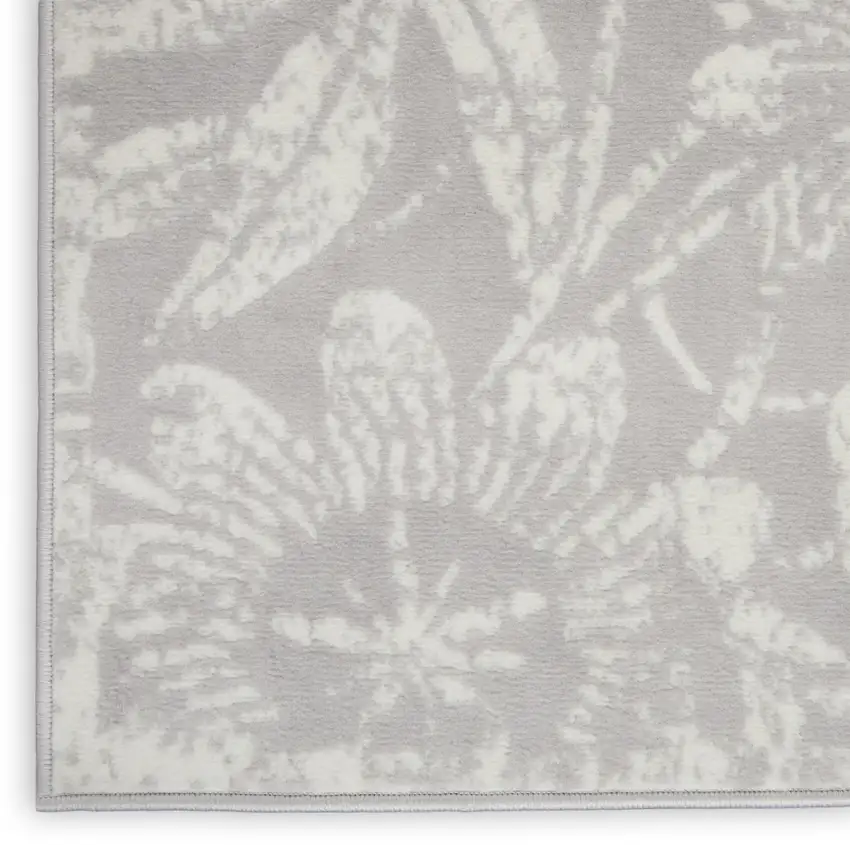 Gray and Ivory Floral Distressed Area Rug Photo 8
