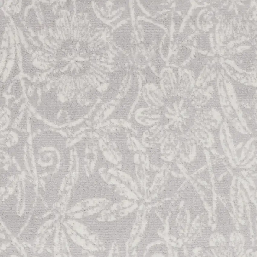 Gray and Ivory Floral Distressed Area Rug Photo 5