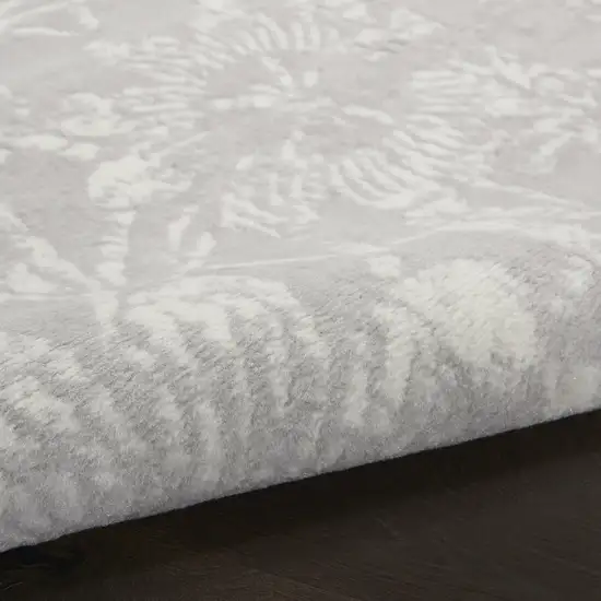 Gray and Ivory Floral Distressed Area Rug Photo 7