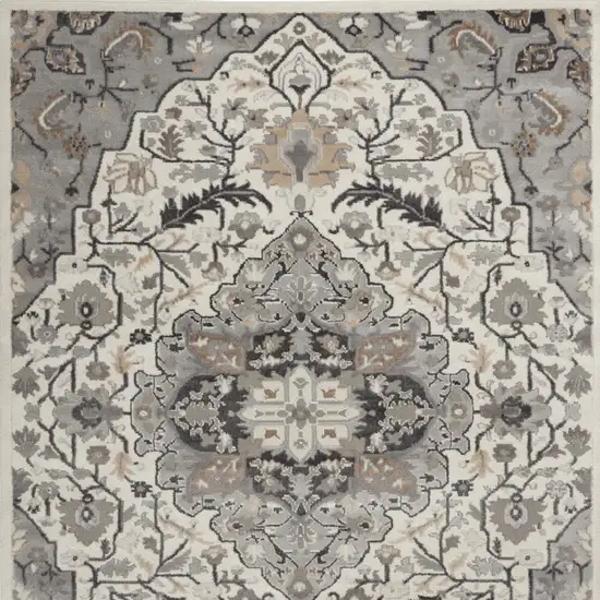 Gray and Ivory Floral Non Skid Area Rug Photo 9