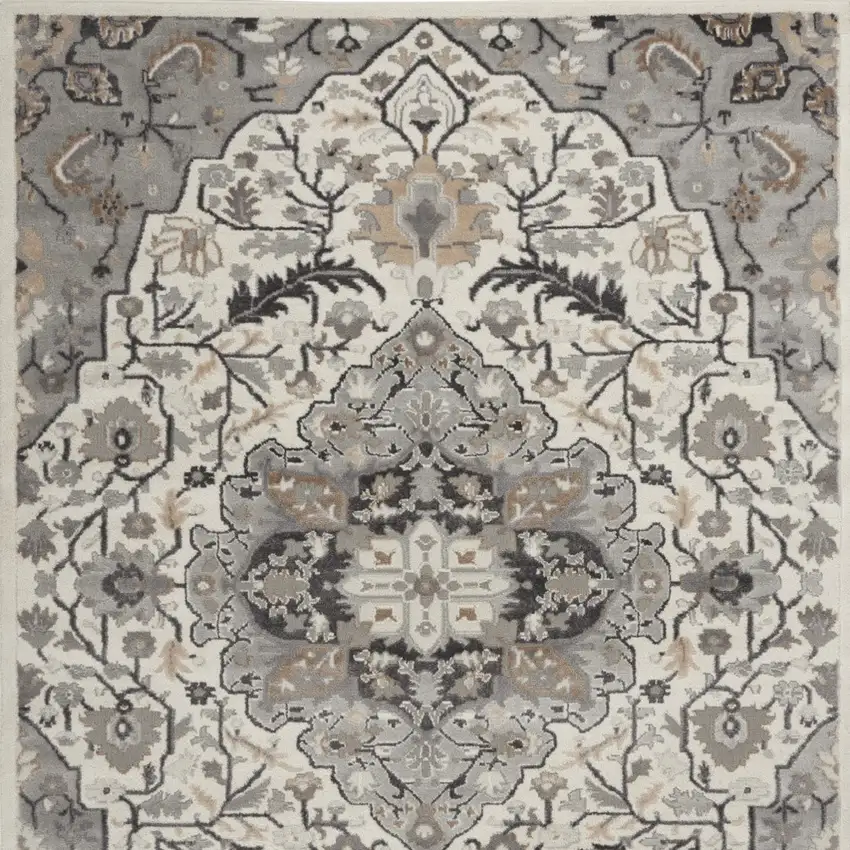 Gray and Ivory Floral Non Skid Area Rug Photo 9