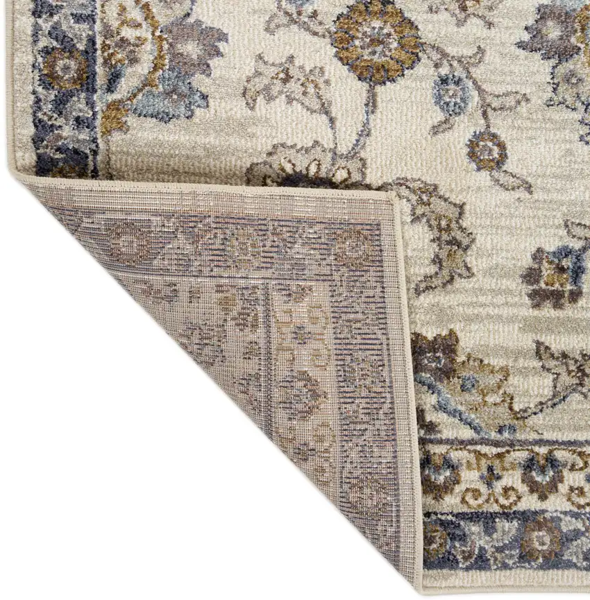 Gray and Ivory Floral Power Loom Area Rug Photo 6