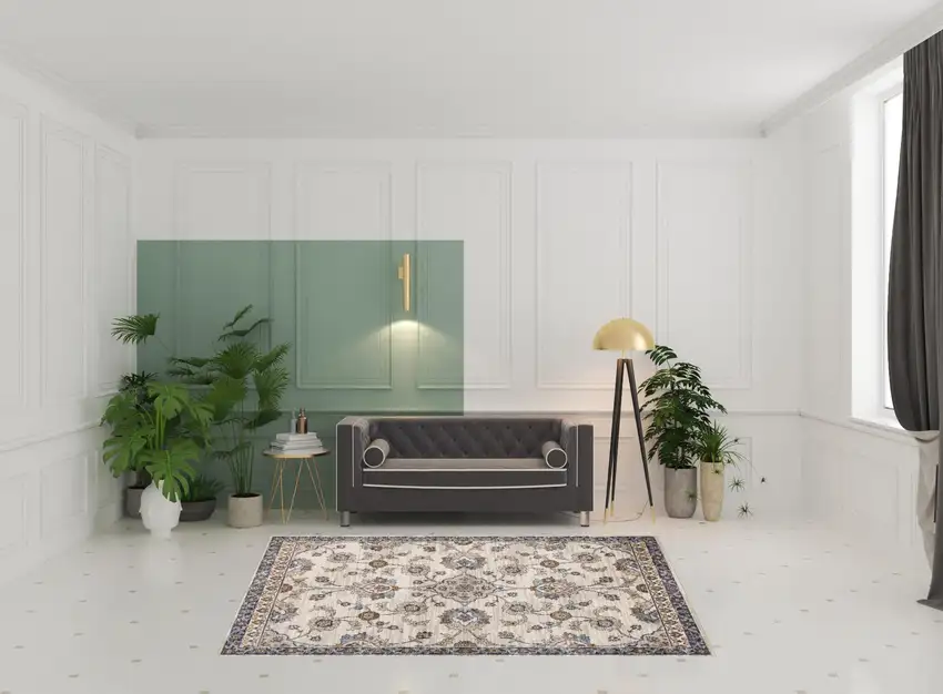 Gray and Ivory Floral Power Loom Area Rug Photo 2