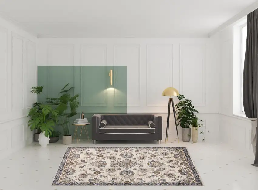 Gray and Ivory Floral Power Loom Area Rug Photo 2