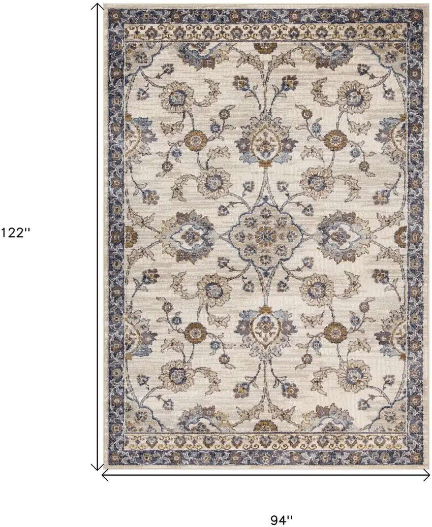 Gray and Ivory Floral Power Loom Area Rug Photo 8